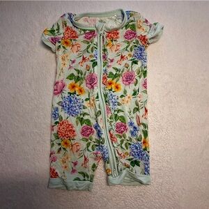 Easweet Mint Pink Floral Print Bamboo Zip Baby Romper- Size 12-18 Months